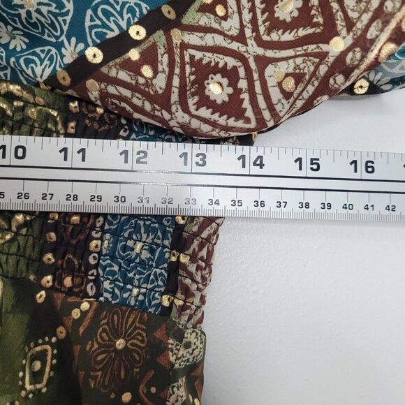 Green brown grunge fairy handkerchief hem woodys artsy quirky midi dress size 4 - Picture 5 of 6